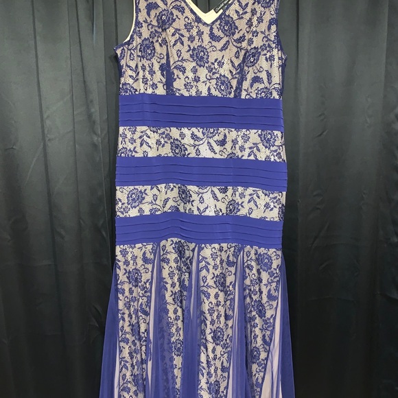 Candalite Woman’s Navy & Nude Lace Gown - Picture 4 of 7